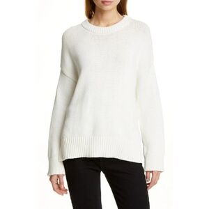 Jenni Kayne White Chunky Knit Crewneck Cotton Blend Sweater Women's Size Small